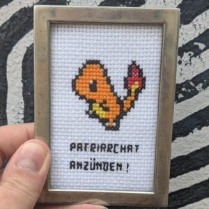 Patriarchat anzünden Stickbild