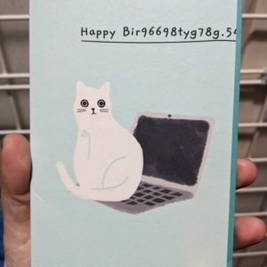 Geburtstagskarte Katze auf dem Computer