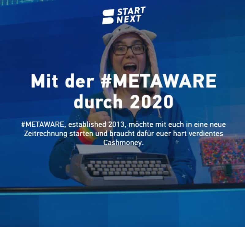 Screenshot vom Metaware Crowdfunding bei Startnext.com